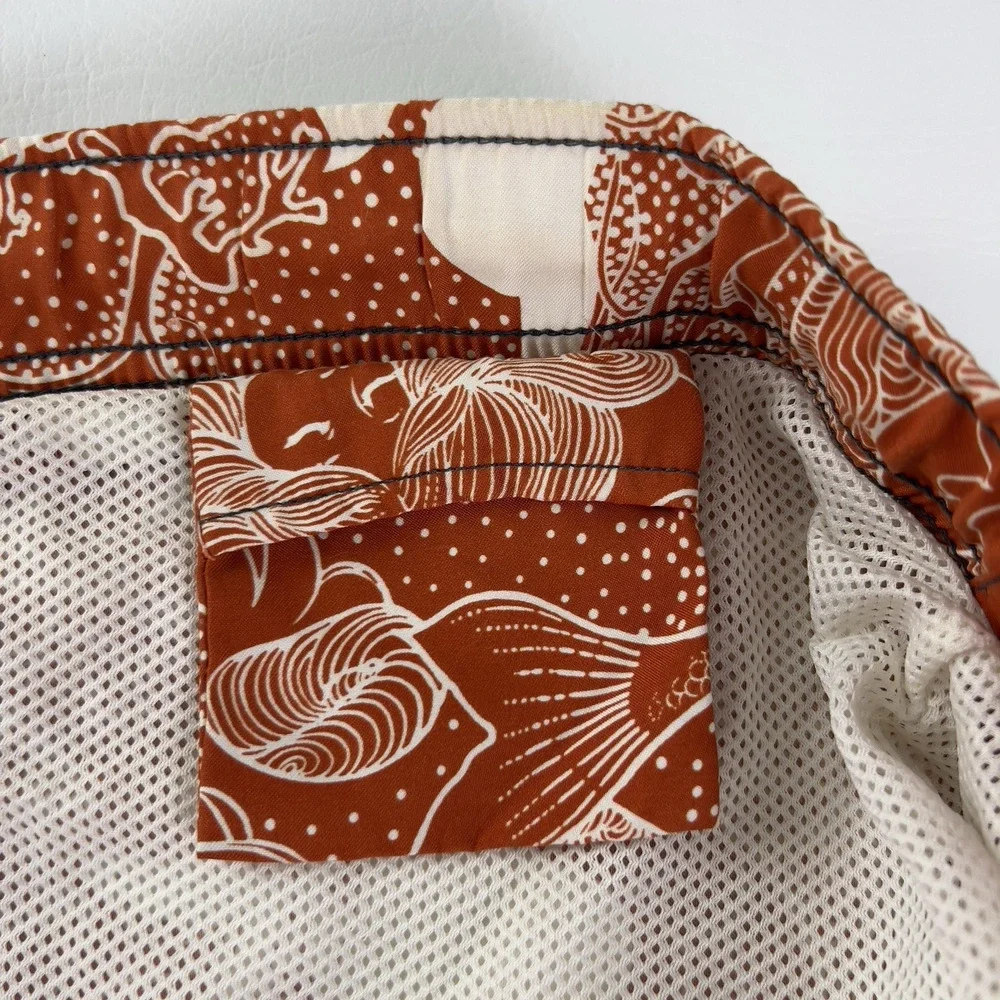 American Eagle Swim Trunks‎ Men’s Brown Pattern Board Shorts Tropical Beach Sz.M